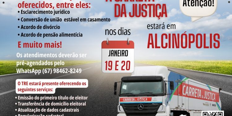 Carreta da Justiça chega a Alcinópolis para atender população com serviços jurídicos gratuitos